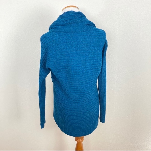 Peruvian Link Alpaca Open Cardigan Teal Blue Circle Sweater Women’s One Size - Picture 3 of 4